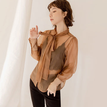 Sheer Tie Mesh Cardigan Top