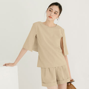 Basic Solid Korean Bell Wide Sleeve Blouse Top