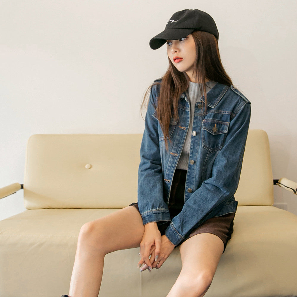 Basic Denim Long Sleeve Jacket