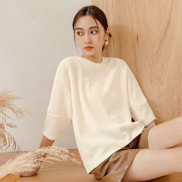 Basic Solid Plain Loose Knit Sweater Blouse Top