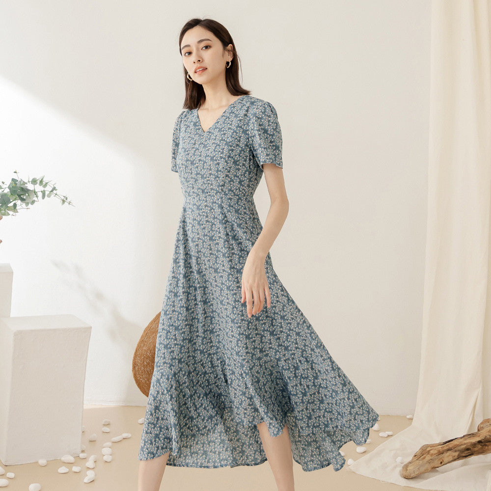 V-Neck Floral Long Maxi Dress