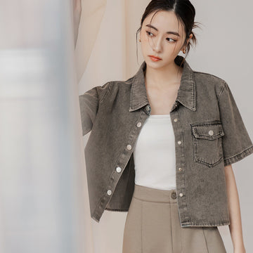 Casual Korean Washed Denim Cotton Shirt Jacket