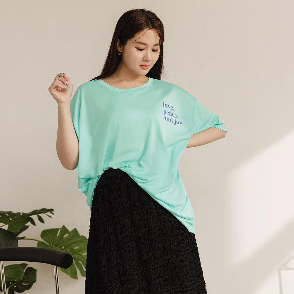 Casual Long Oversized Love Peace Joy T-Shirt Top