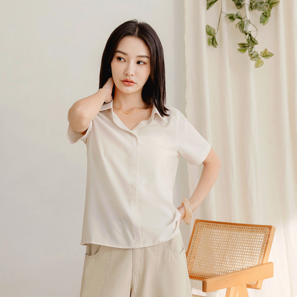 Basic Solid Wrinkle Free Cooling Shirt Top