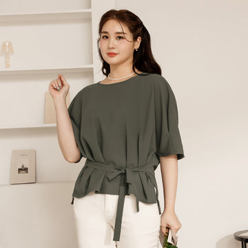 Basic Wrinkle Free Loose Pleated Blouse Top