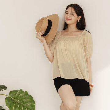 Casual Smocked Elastic Loose Blouse Top