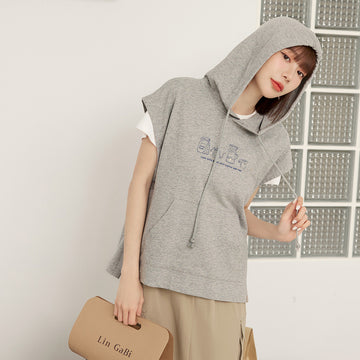 Cute Coffee Short Sleeve Hooded Sweatshirt Top