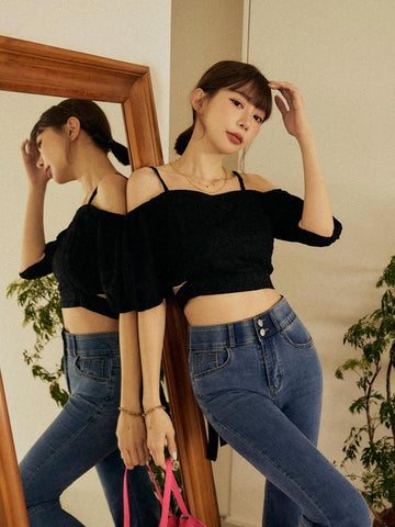 Sexy Short Cropped Strap Blouse Top