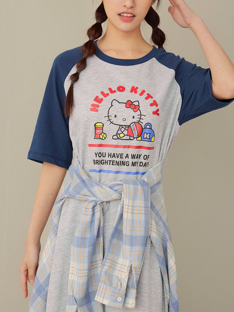 Casual Hello Kitty Raglan Sleeve Cotton T-Shirt Dress