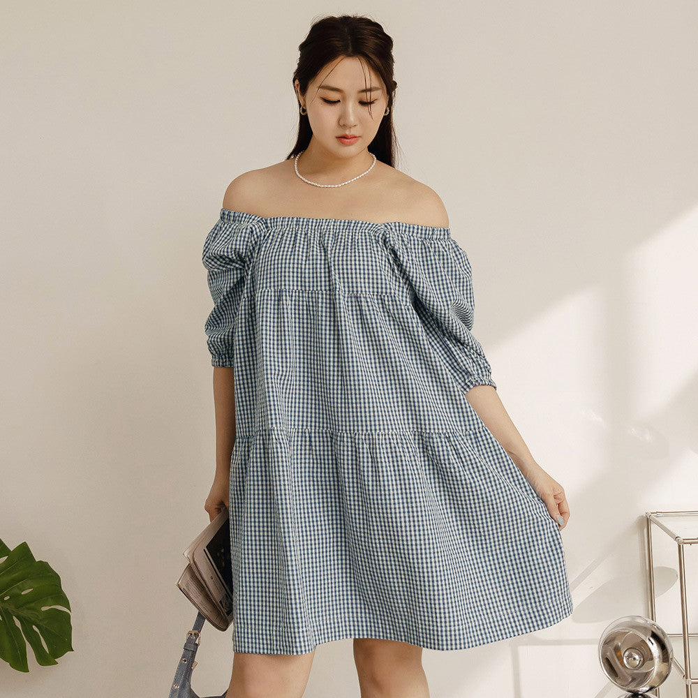 Casual Checks Cotton Tiered Short Mini Dress