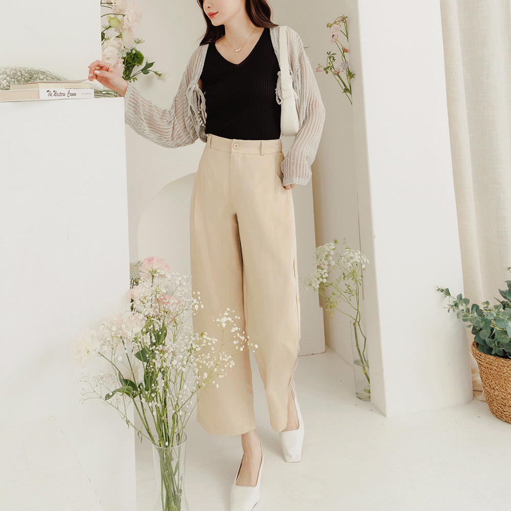 Work Elastic Waist Wrinkle Free Long Pants Trousers