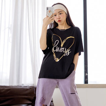 Korean Heart Print T-shirt Top