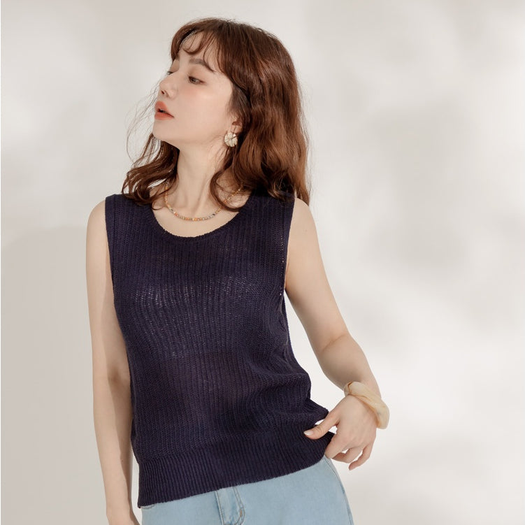 Basic Korean Reversible Knit Sleeveless Vest Top