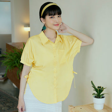 Casual Loose Ribbon Cotton Button Shirt Top