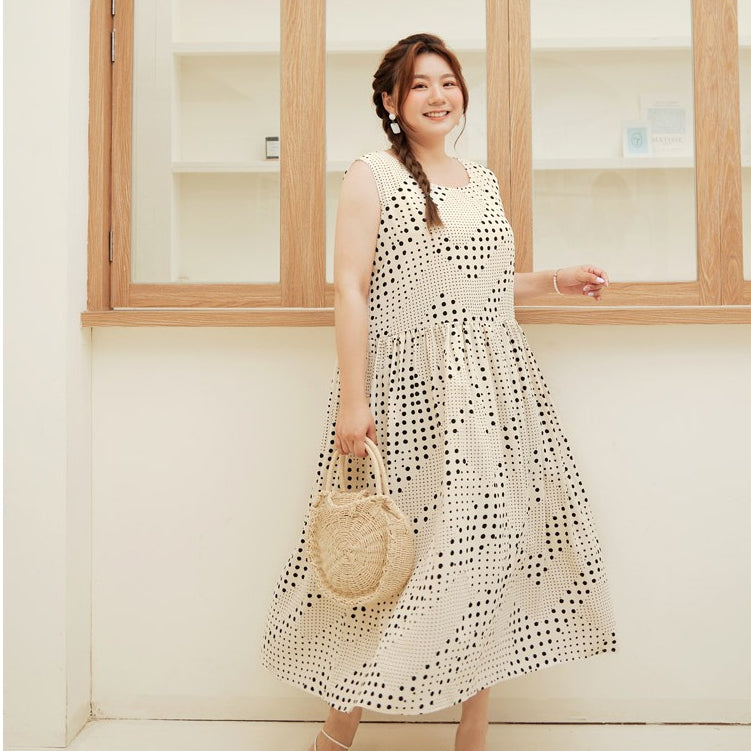 Loose Polka Dots Print Sleeveless Long Maxi Dress