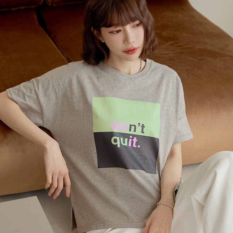 Casual Don't Quit Print Cotton T-Shirt Top