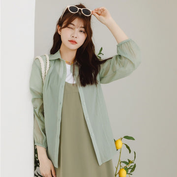 Casual Basic Sheer Cooling Lightweight Long Shirt Top