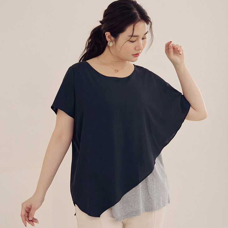 Casual Korean Short Sleeve Layered Blouse Shirt Tops