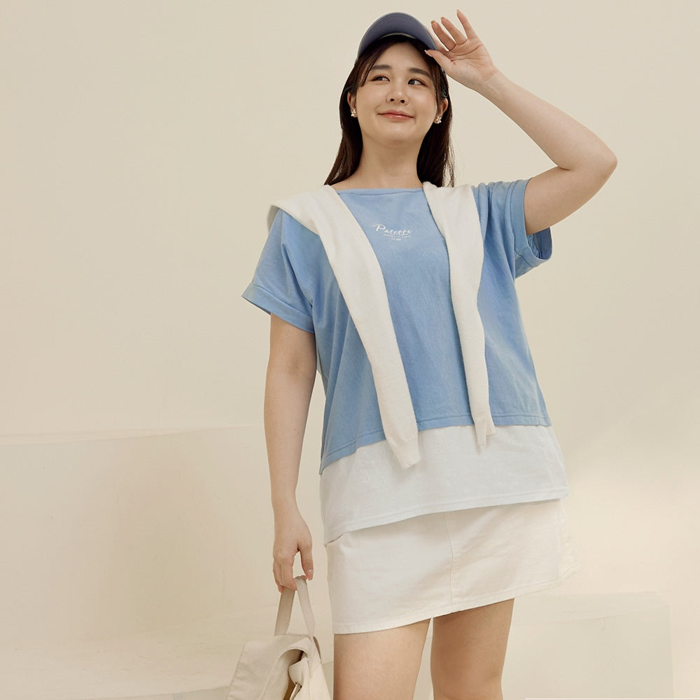 Casual Long Colorblock Loose Cotton T-Shirt Top