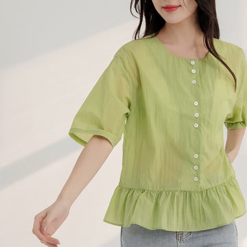 Casual Air Cooling Ruffle Button Blouse Shirt Top