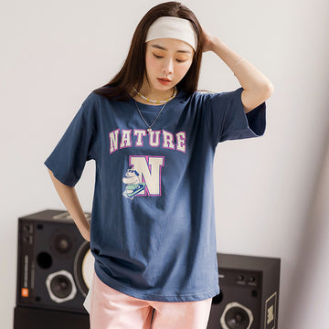 Casual Dog Surf Print Cotton Short Sleeve T-Shirt Top