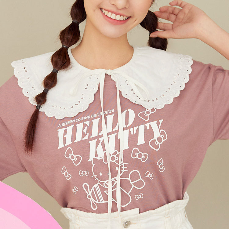 Hello Kitty Bow Long Cotton T-Shirt Top