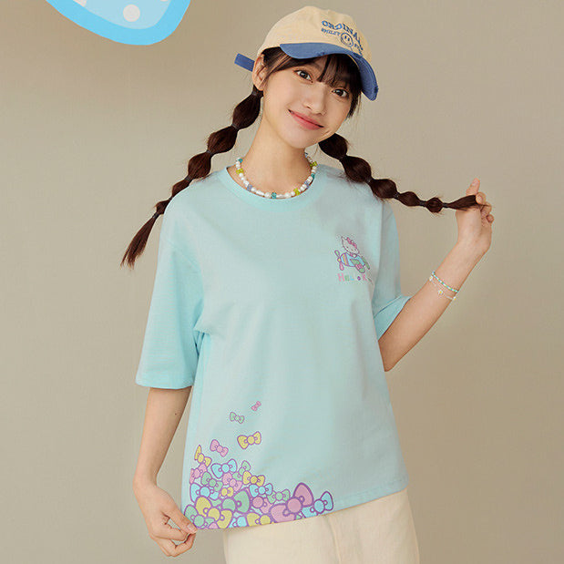 Hello Kitty Macaron Ribbon Short Sleeve Cotton T-Shirt Top