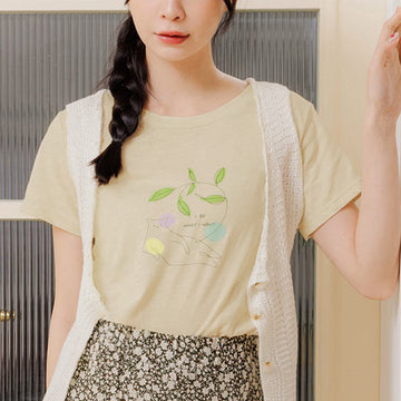 Casual Hand Paint Print Cotton Short Sleeve T-Shirt Top