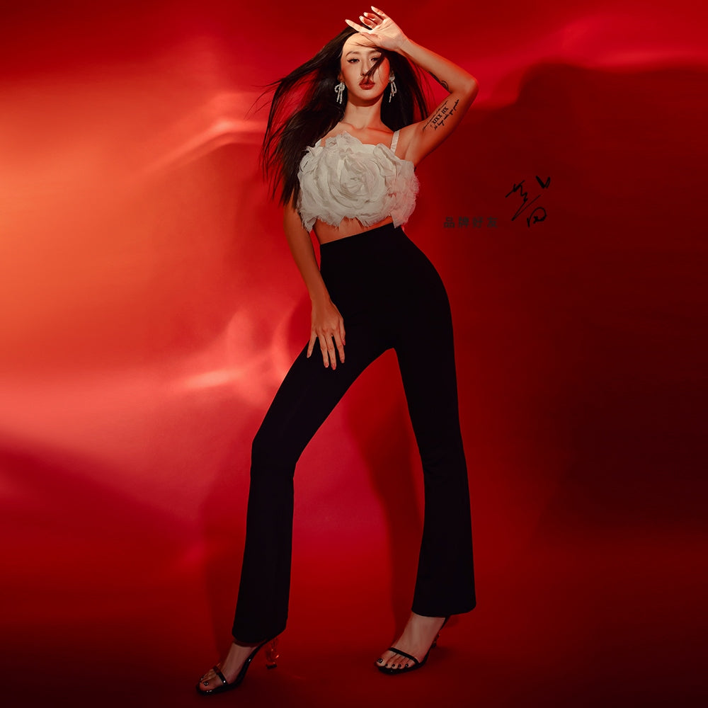 Weekend X Ob Design Women Casual Slimming Fit Stretchy Elastic Waist Long Wide Leg Pants Trousers Plus Size