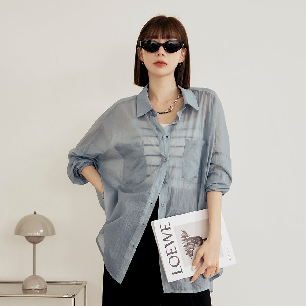 Waterproof Cooling Loose Oversized Long Button Shirt Top