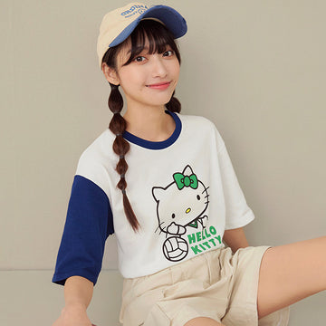 Casual Hello Kitty Volleyball Print Cotton T-Shirt Top