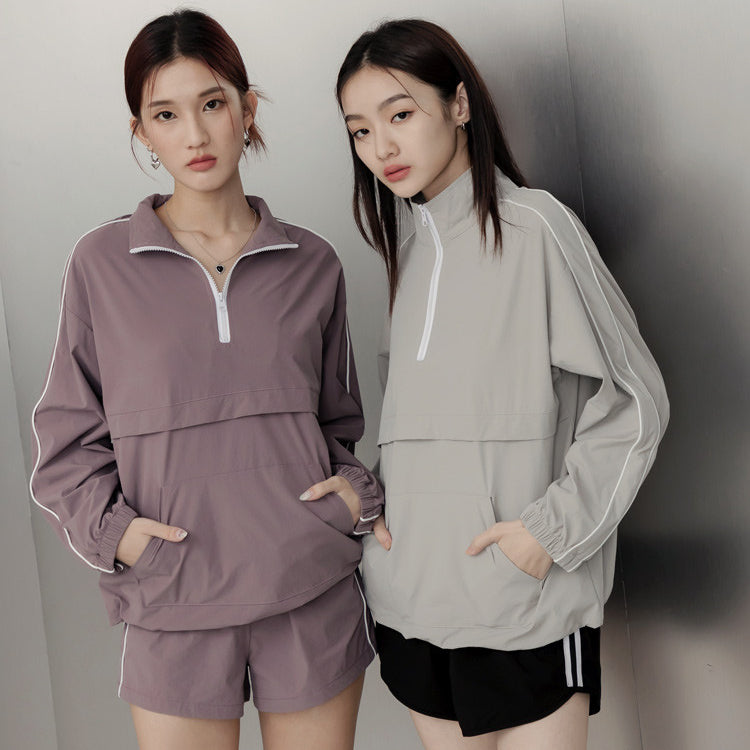 Sporty Cooling Zip-Up Collar Long Sleeve Jacket