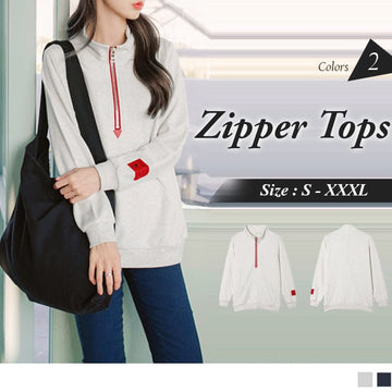 LONG SLEEVE TURTLE NECK ZIPPER TOPS