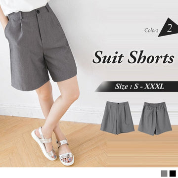 ELASTIC WAIST SUIT SHORTS 2 COLORS