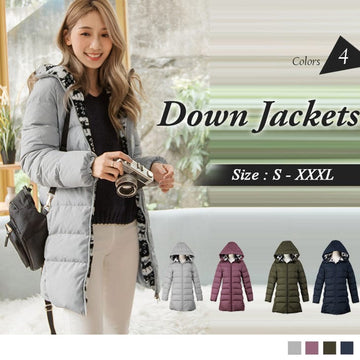 LONG SLEEVE TOTEM FLUFF HOODED DOWN JACKETS