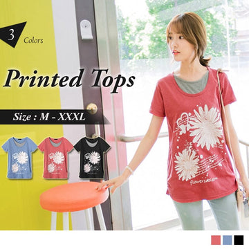 PRINTED -SHORT SLEEVE TOPS