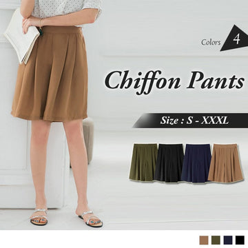 KNEE LENGTH CHIFFON WIDE LEG PANTS