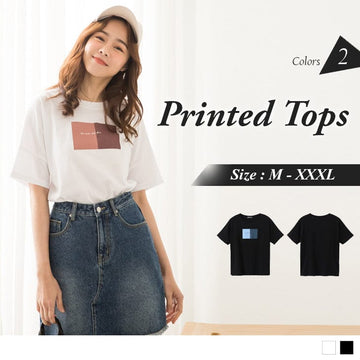 SHORT SLEEVE GRAPHIC PRINTED TOPS