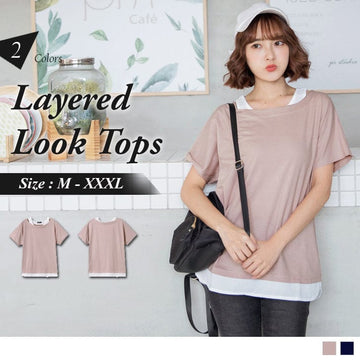 SHORT SLEEVE LAYERED LOOK TOPS