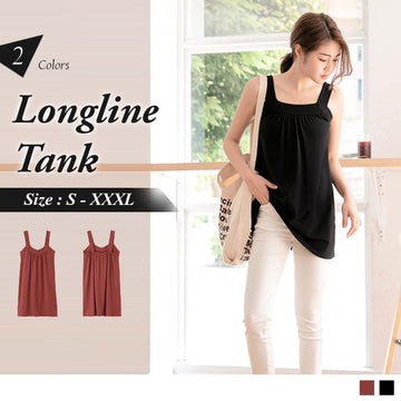 ELASTIC BACK PLEATED LONGLINE TANK