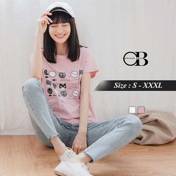 SHORT SLEEVE CAT GRAPHIC TOPS