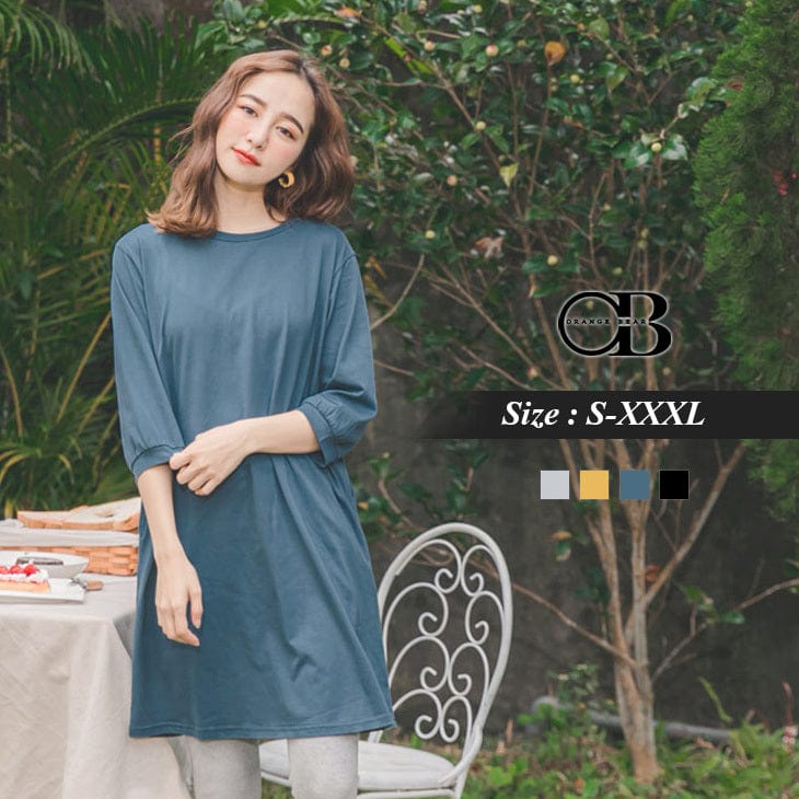 CREW NECK 3/4 SLEEVE DRESS