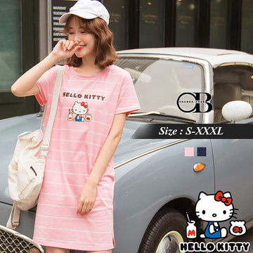 HELLO KITTY STRIPE DRESS TOPS