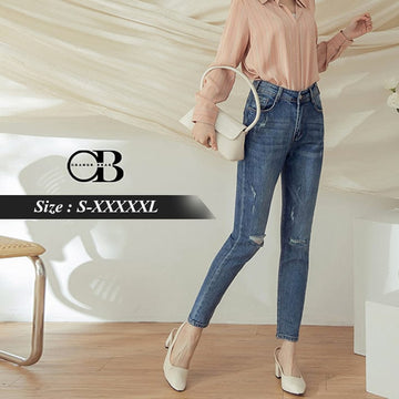 STRETCHABLE DENIM RIPPED JEANS