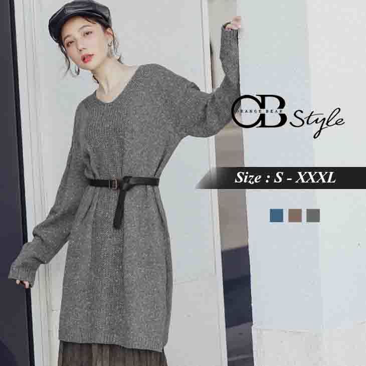 (TW STOCK) OB STYLE | WARM KNITTED LONG SWEATER | 3 COLORS | M-XXL SIZE | PLUS SIZE