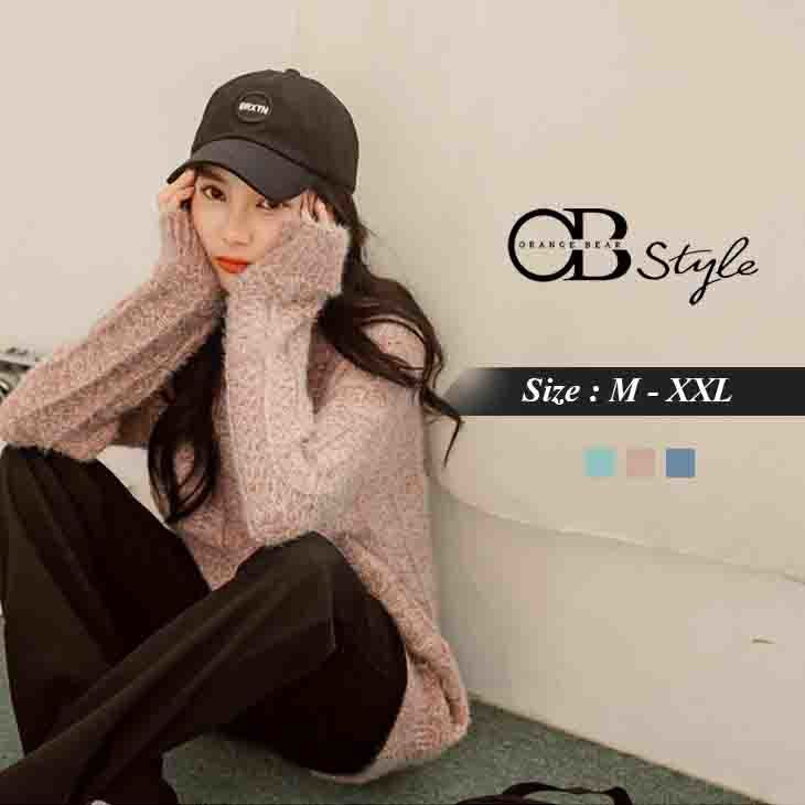 (TW STOCK) OB STYLE | WOOLEN KNIT LONG SLEEVE SWEATER | 3 COLORS | M-XXL SIZE | PLUS S