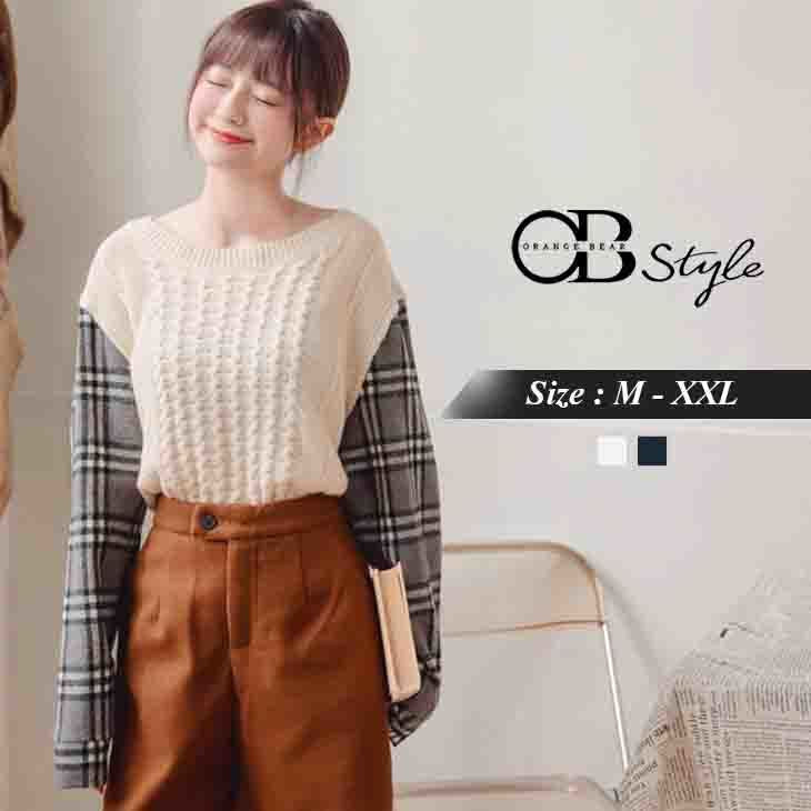 (TW STOCK) OB STYLE | SUGAR KNIT LONG SLEEVE TOP | 2 COLORS | M-XXL SIZE | PLUS SIZE