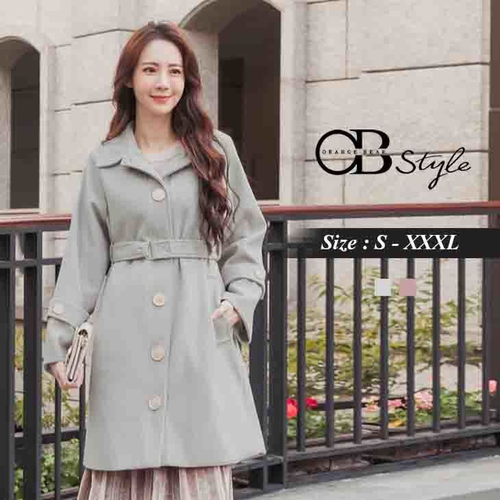 (TW STOCK) OB STYLE | PURE COLOR SOFTER TRENCH COAT | 2 COLORS | S-XXXL SIZE | PLUS SI