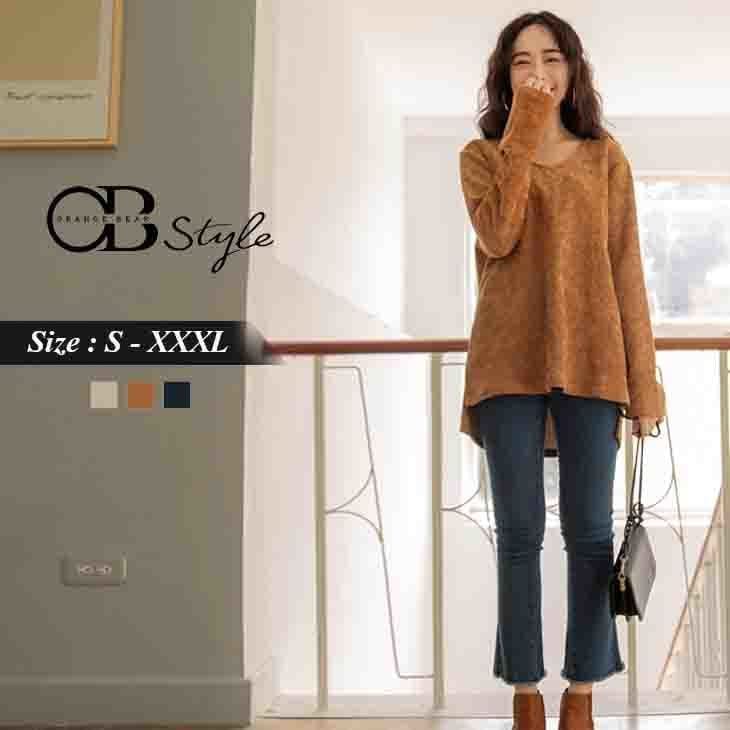 PURE COLOR DIP HEM VELVET TOP