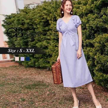 CANDY COLOR ELASTIC COLLAR DRESS